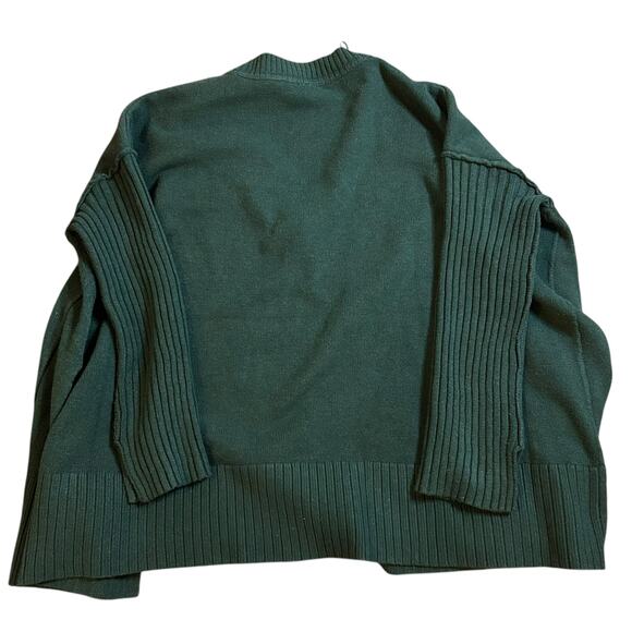 Free People Sweater Size XS Green Orion V-Neck Ribbed Trim Oversize Tunic Top - Picture 4 of 4